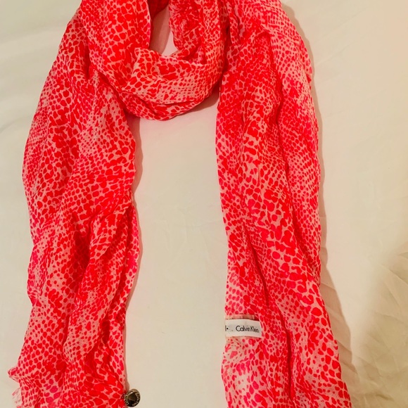 Calvin Klein | Accessories | Calvin Klein Neon Pink Snakeskin Scarf ...